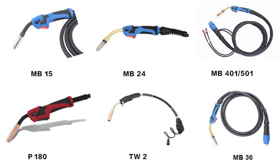 24KD গ্যাস কুলড Co2 মিগ ম্যাগ ওয়েল্ডিং টর্চ 3m 4m 5m ইউরো কানেক্টরের সাথে